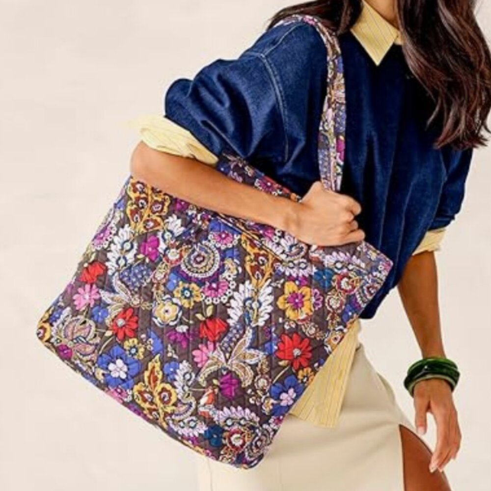 Vera Bradley Premium Cotton Clermont Travel Tote bag NWT Colorful Bouquet print
